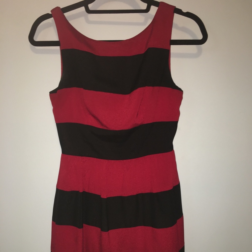red & black striped dress